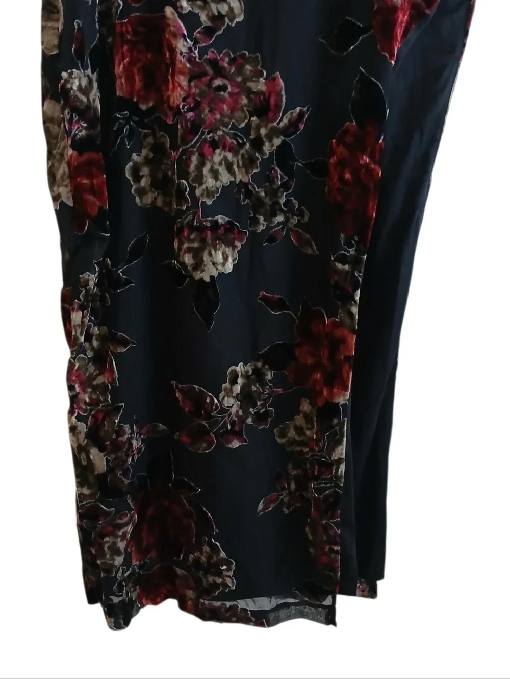 LULU'S Velvet Burnout Bustier Maxi Dress Women's XL Black High Slit Boning Goth - Picture 11 of 12
